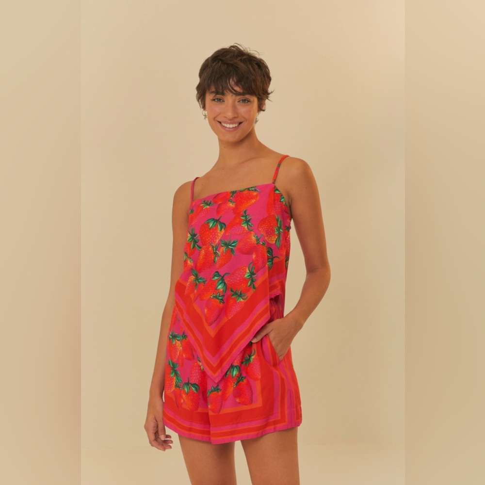 NWOT Farm Rio Strawberry Scarf Printed Shorts S - Picture 13 of 15